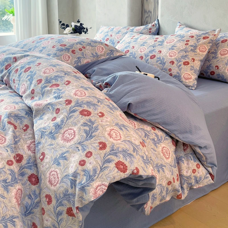 

2026 New Style Natural Linen Crinkled Yarn Duvet Cover Skin-friendly, Breathable Pillowcase and Quilt Cover