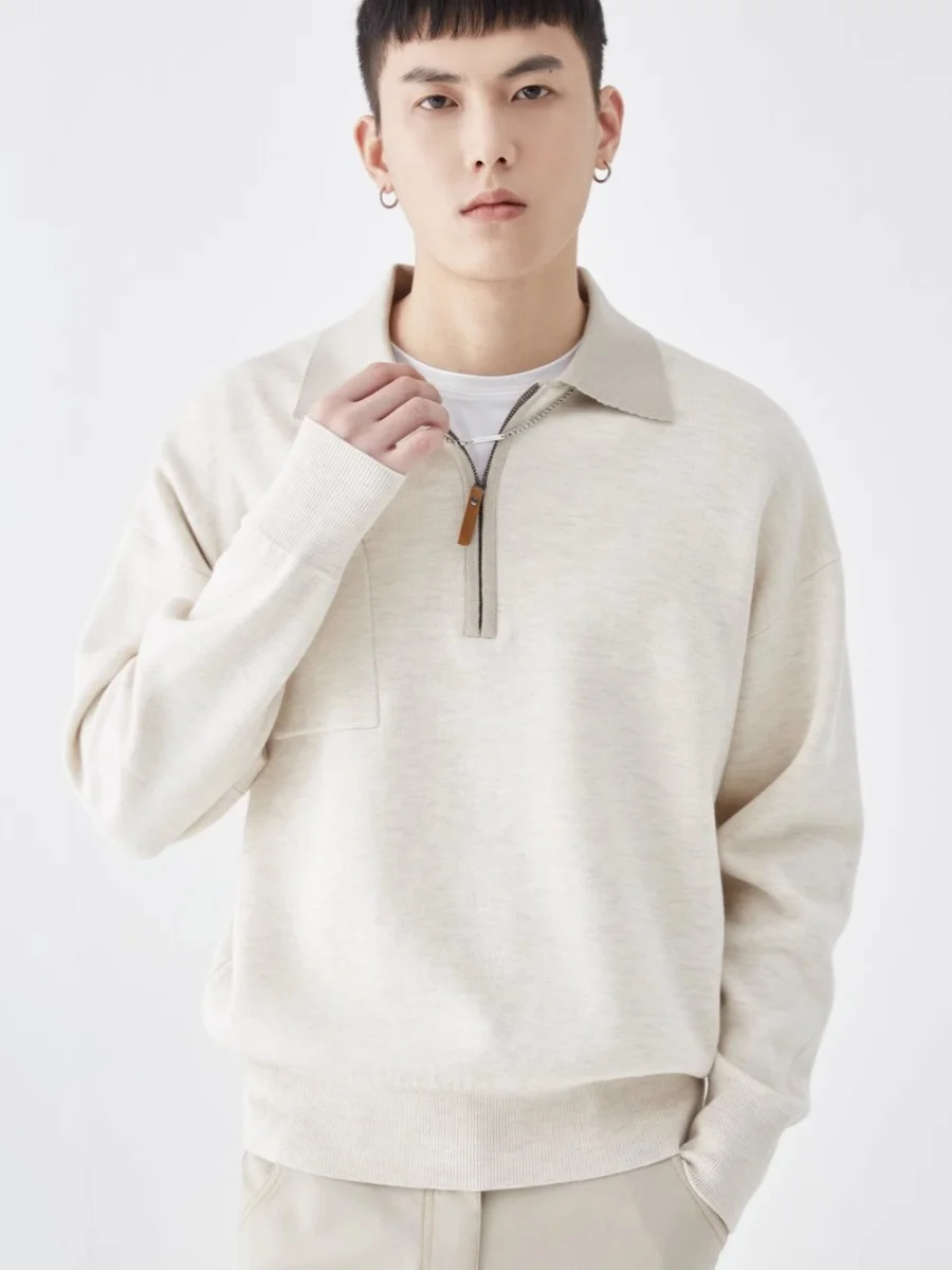 

Loose Knitted irt for Men f Zippered Casual Outerwear Sweatirt Autumn Winter Faion Tagkita Brand Youth Sle