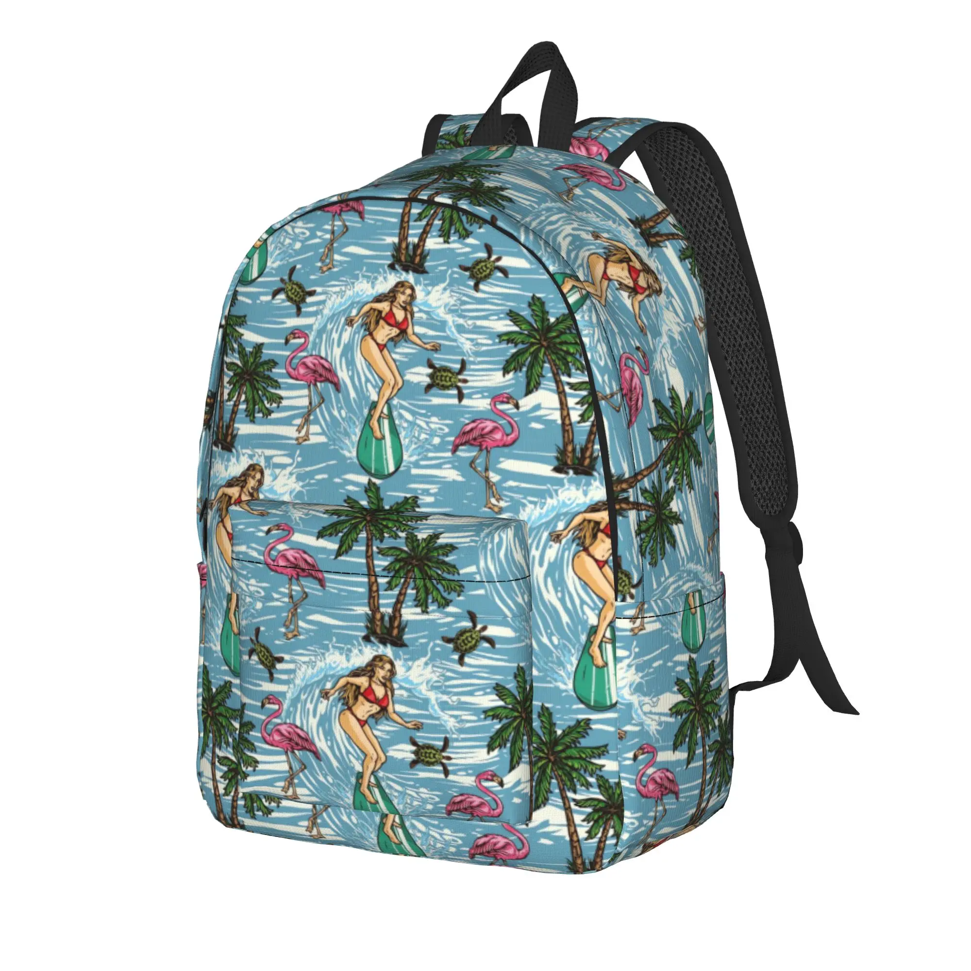 Vintage Surf Scene    Backpack Women  Print Backpacks Polyester Stylish High School Bags Workout Designer Rucksack