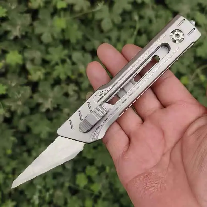 

New 130mm TC21 Titanium Utility Knife With Back Clamp Paper Cutter Broken Window Escape Knife Outdoor Camping Hunting Tool