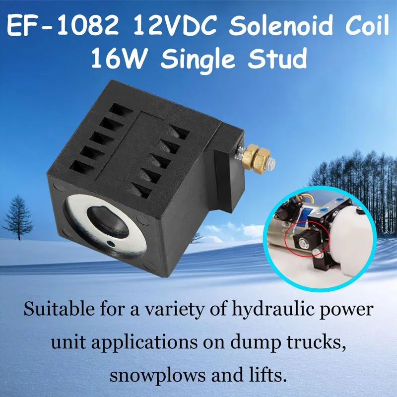 Deltrol EF-1082 10196-61 10196-60 Solenoid Coil, 12V DC, 16W, Single Stud, Fits SPX Fenner Stone Power Unit