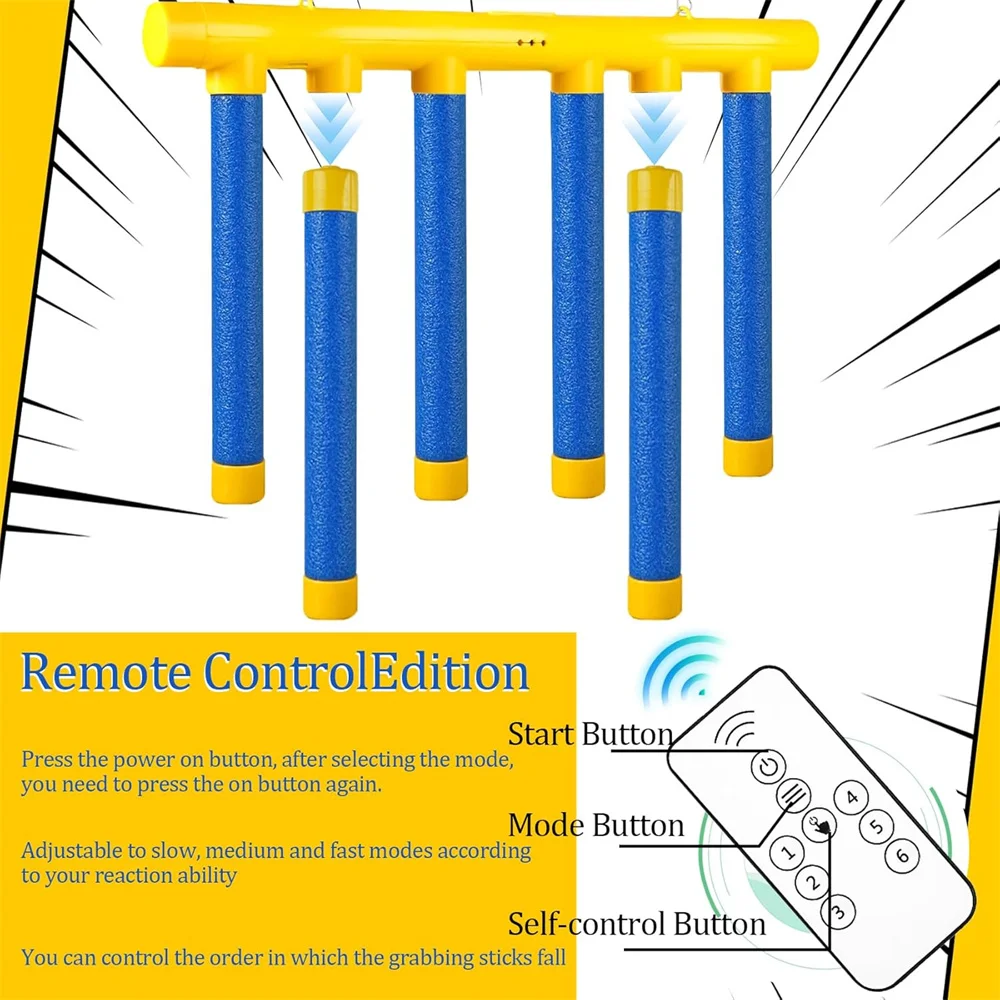 Reflex Drop Sticks Challenge Game with Remote Control 3 Speed Modes Hand-Eye Coordination & Reaction Training Toy