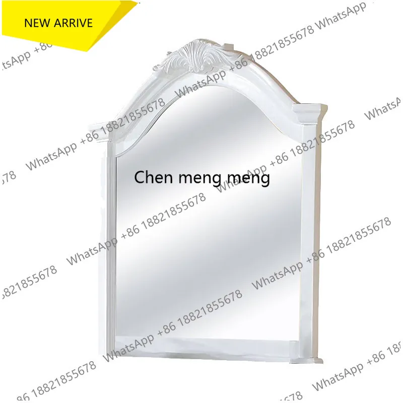 z183 Antique white decorative mirror retro French living room wall fireplace mirror European window makeup mirror