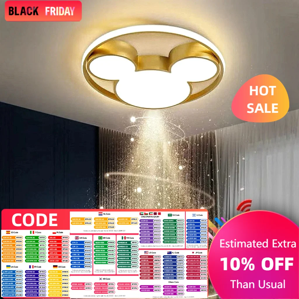 Modern LED Mickey ceiling light, children\'s bedroom living room dining room study corridor balcony chandelier