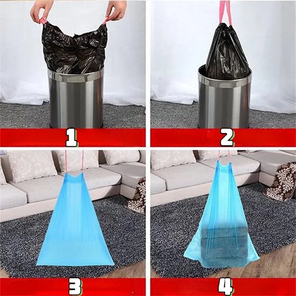 150pcs /1 roll has 15 garbage bags Drawstring Garbage Bag Thickened Garbage Disposal Bag Kitchen Toilet Garbage Storage Bag