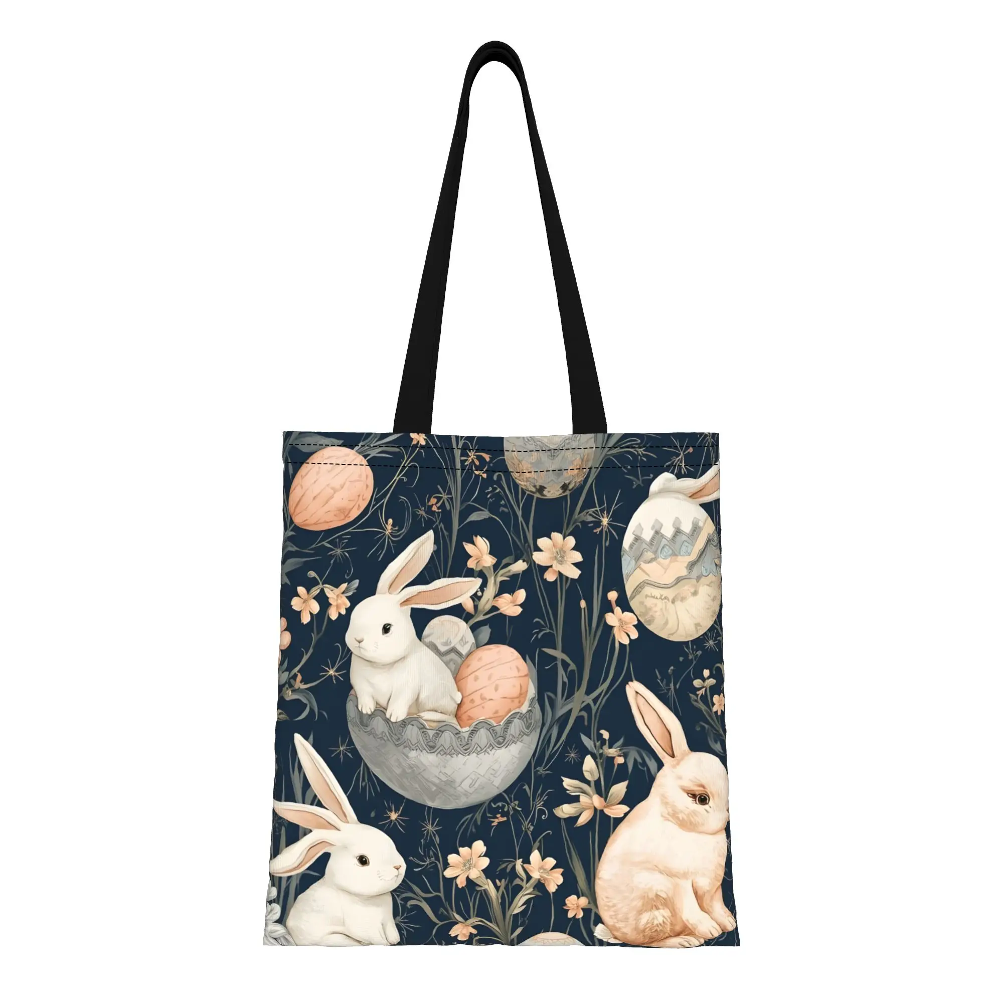 1PC Bunny With Egg Easter Bunny Vibes Canvas Tote Bag Perfect for Shopping & Personal Use Great Gift