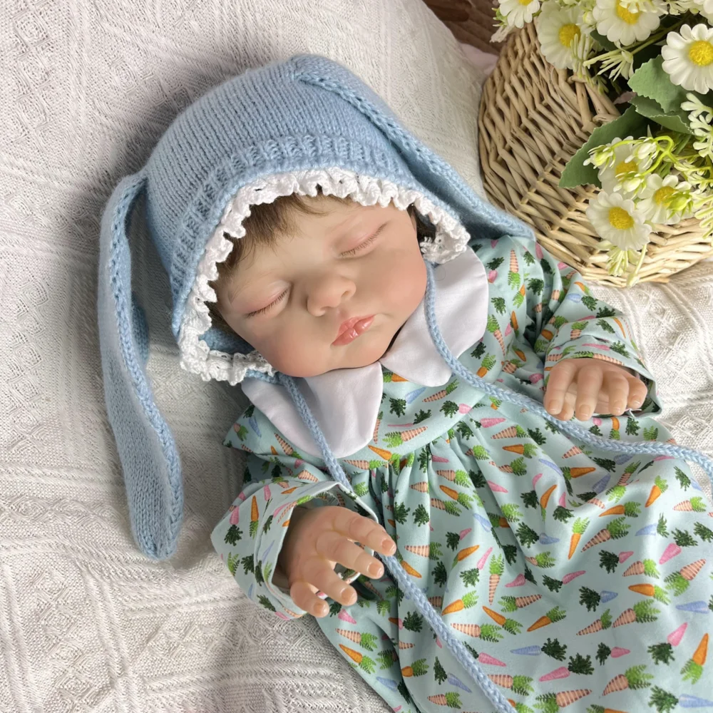 BZDOLL Realistyczna Lalka Reborn 48 CM (19 cali) Śpiąca, Ręcznie Robiona, z Winylowymi Ruchomymi Częściami, Materiałowy Korpus, Idealny Prezent Urodzinowy dla Dziewczynki