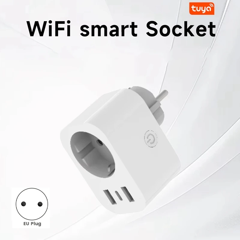 16A Tuya Smart Stopcontact Met PD Snelle USB-poorten Power Monitor Timing En Countdown Smart Home Via Alexa Home EU PLUG