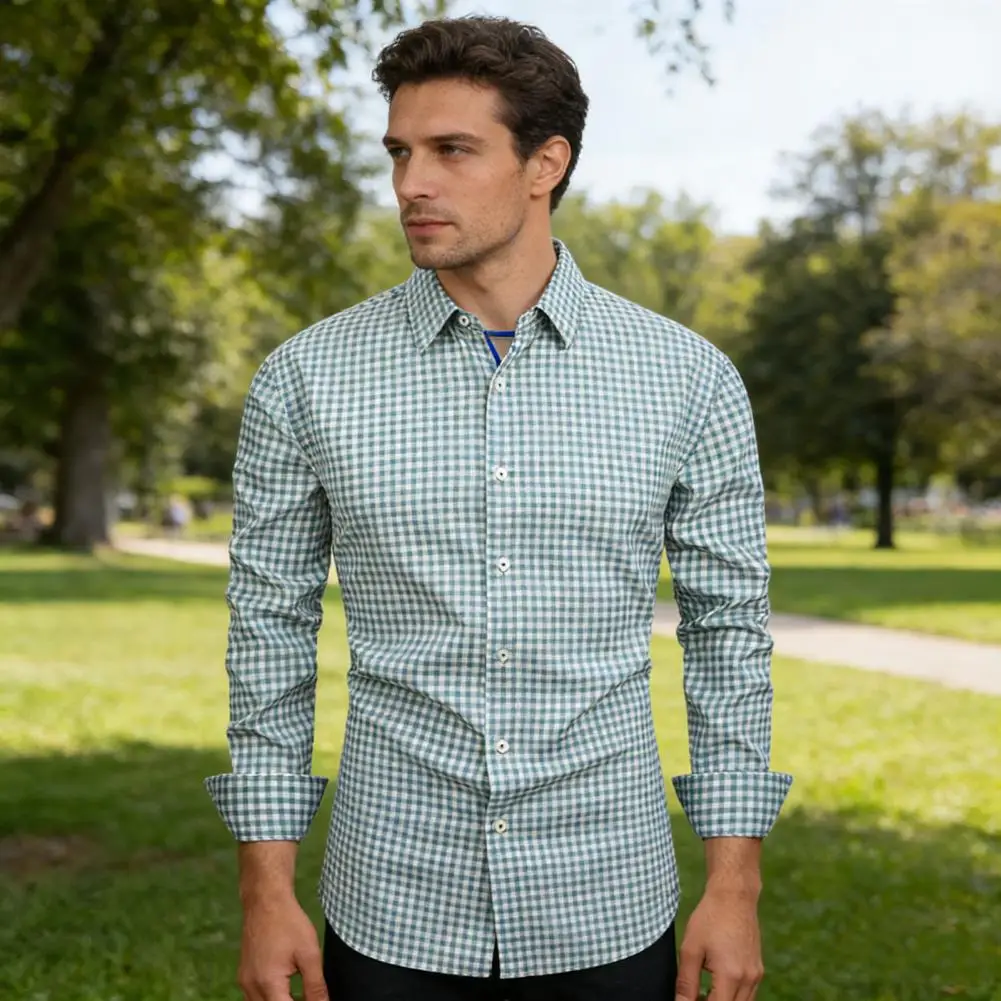 New Arrival Four-Sided Elastic Casual Plaid Shirt Vintage Rising Sun Men's Shirt Neutral Minimalist Style Spring Autumn Wear