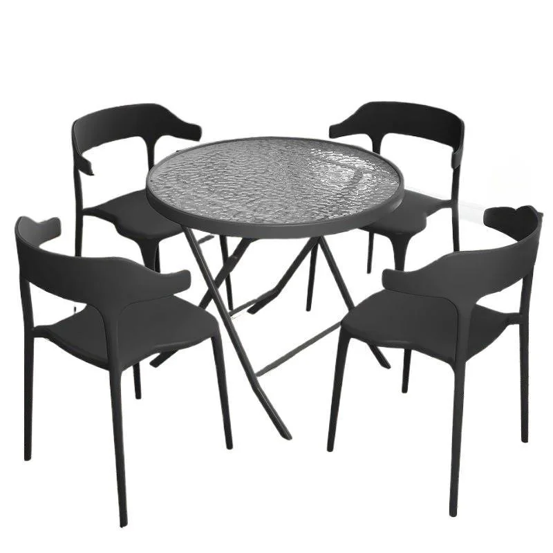 

Outdoor tables and chairs, courtyard exterior, plastic open-air milk tea shop, terrace balcony, foldable leisure three-piece set