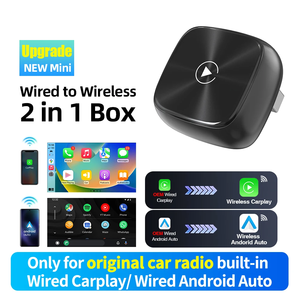 podofo 2-in-1 Carplay & Android Auto Wireless Adapter CarPlay Wireless Dongle podofo 2-in-1 Carplay & Android Auto Wireless Adapter CarPlay Wireless Dongle