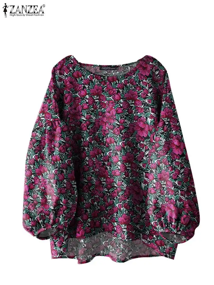 Zanzea Herbst Bohemian Vintage Langarmhemd Blusas Frauen gedruckt Bluse Frau Blumen Tops Mode lässig o Hals lose Hemd