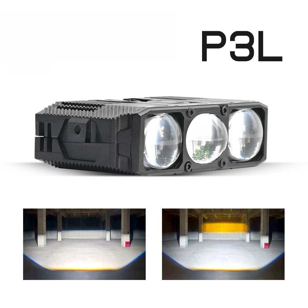 

2025 Новый прожектор с тремя глазами, 80 Вт, двухцветный светодиодный светильник для мотоцикла, автомобильная фара, гриль, лампа 15000LM, высокая мощность, обновление, автомобильные аксессуары