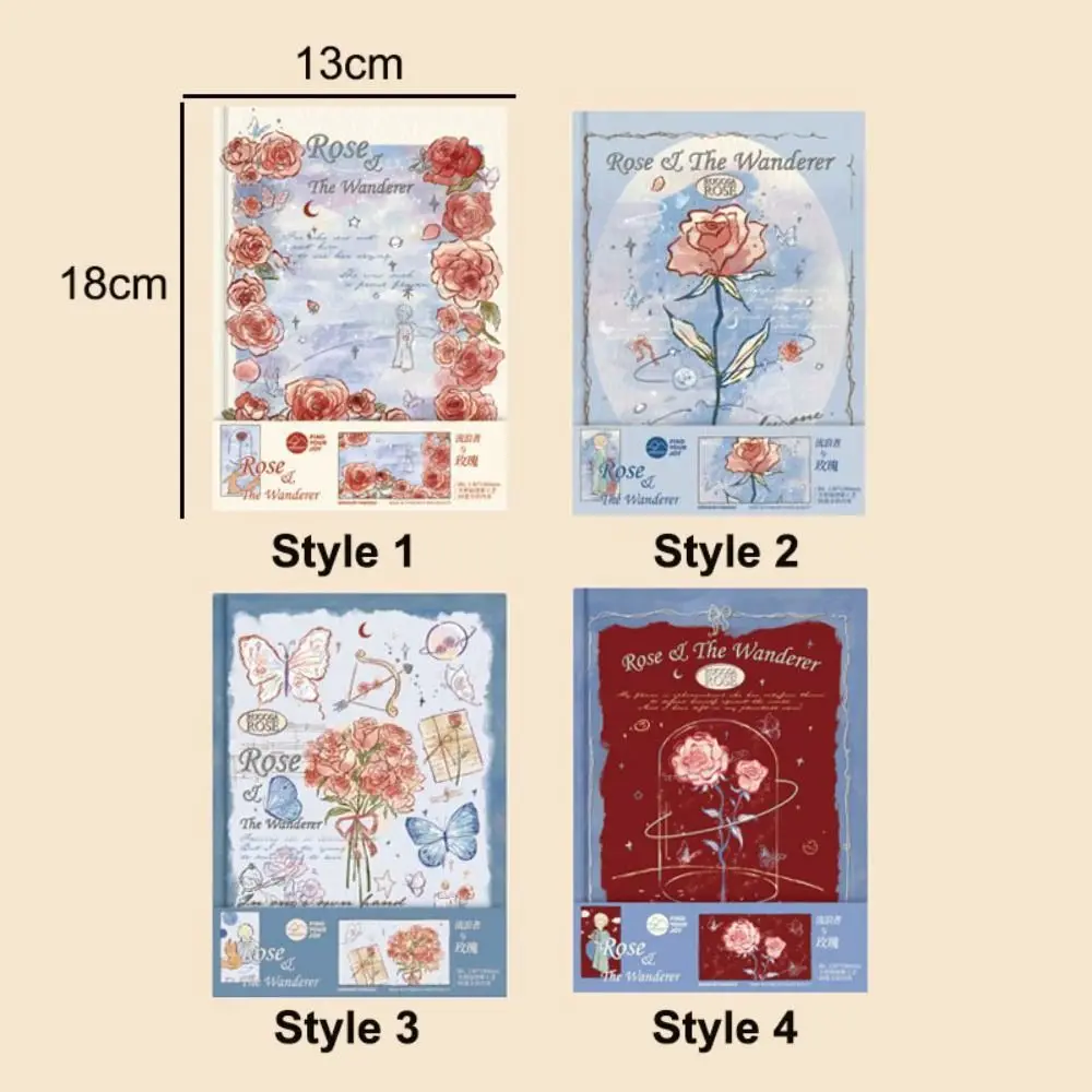 Creative Scrapbook Rose Series Notebook Hand Ledger Vintage Diary Book Hardcover Exquisite Notepad Student