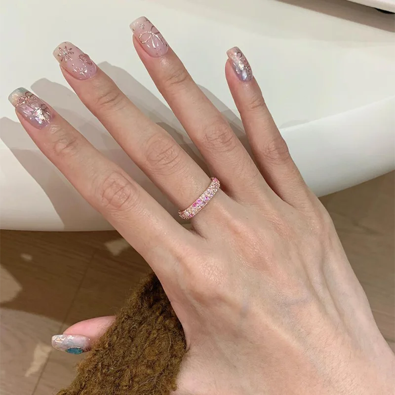 Кольцо из стерлингового серебра с розовой цыганской звездой и цирконом с бриллиантом, женское нежное кольцо на палец премиум-класса