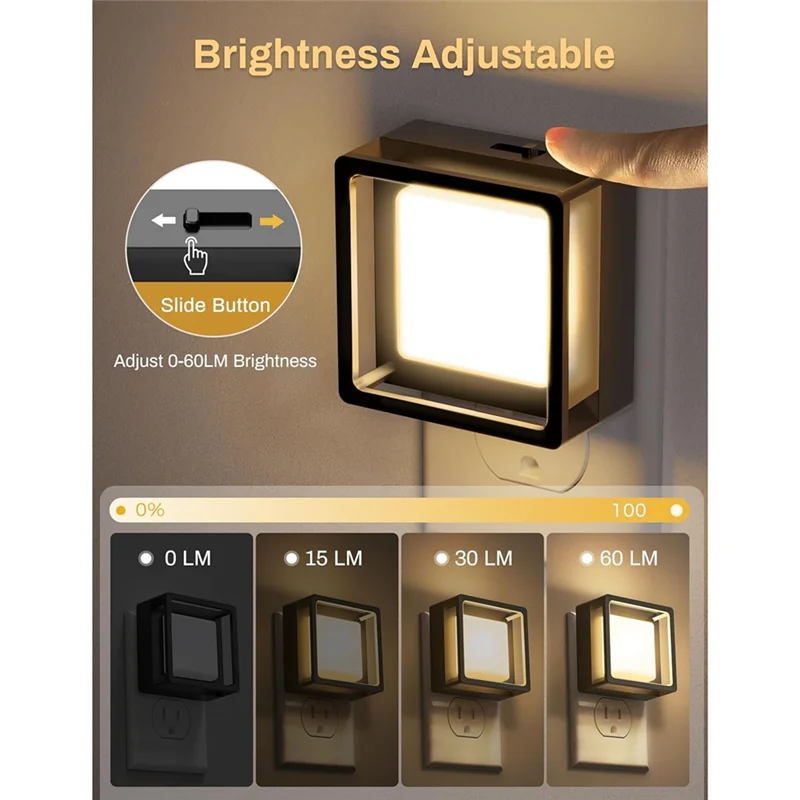 

A84X-Wall-Mounted LED Night Light 2-Pack, Includes Dusk-To-Dawn Sensor,Dimmable Control, Nightlights European Plug