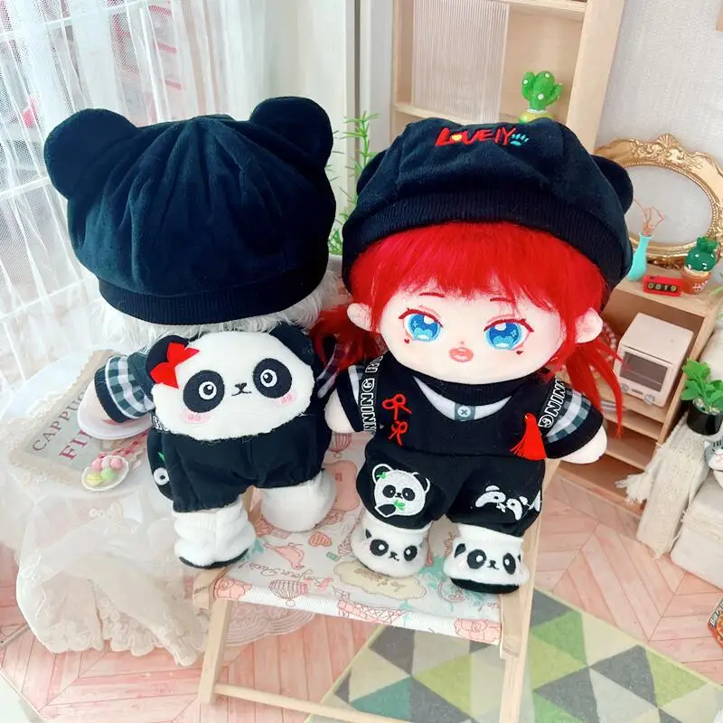 5PCS 1SET 20CM Dolls Clothes Panda Dress Up Outfit Cute Plush Dolls Clothes Doll Accessories EXO idol Dolls Fans Gift DIY Toy