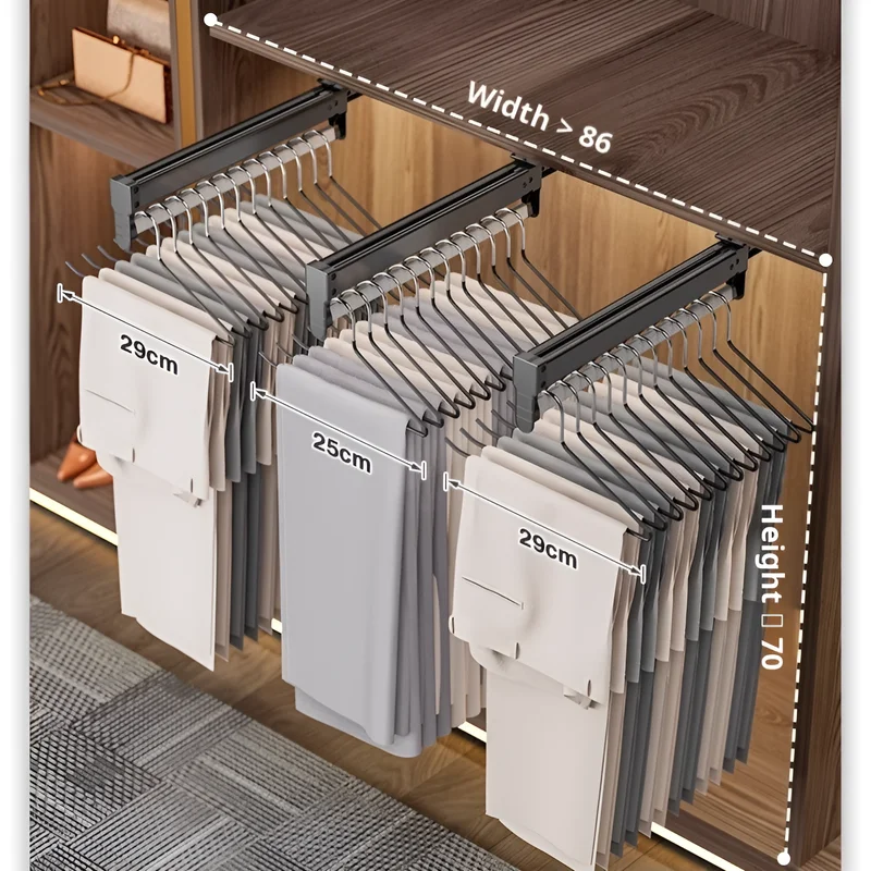 F2 خزانة قابلة للسحب قابل للسحب شماعات تلسكوبي الملبس معلقة قضيب معلق بنطلون خزانة تخزين شماعات ملابس قابلة للسحب #2