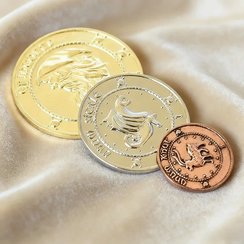 Nuevo Set de 3 Monedas Conmemorativas de Harry Potter, Monedas de Gringotts, Bolsa de Dinero Dorada de los Elfos, Regalos de Cumpleaños
