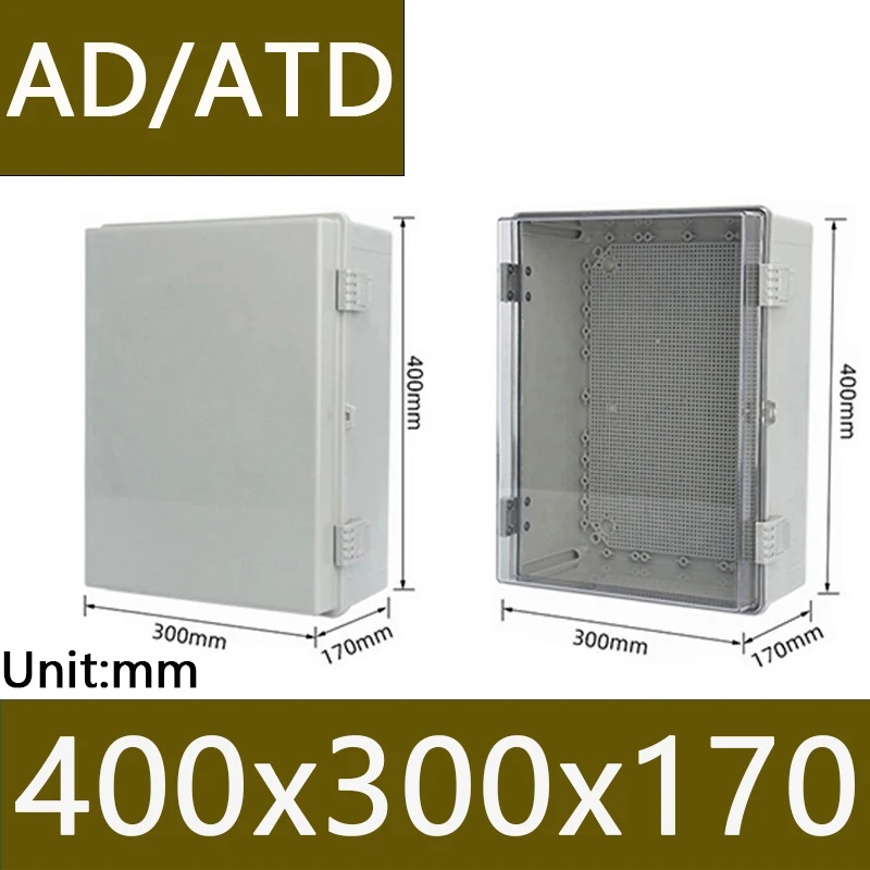 Outdoor Waterproof Distribution Box with Large-Sized Gray/Transparent Cover, Engineering Power Box with Electronic Shell
