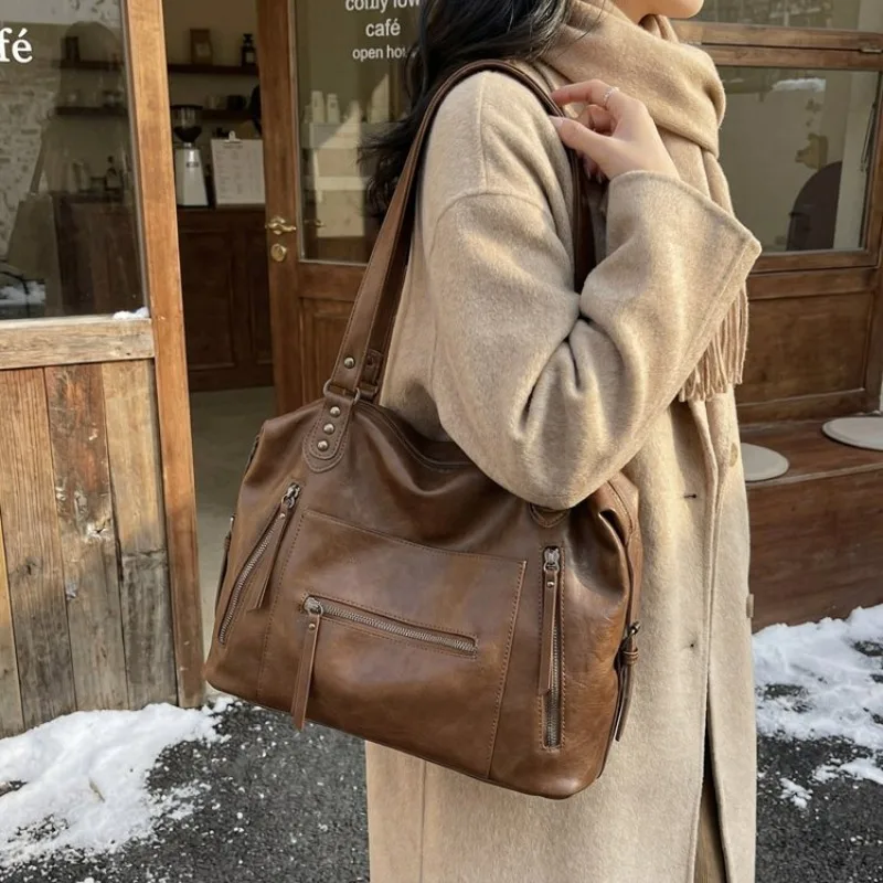 

Women's Everyday Style Multi-color Soft Leather Large Capacity Tote Bag, for Work, Travel, Daily Commute & Casual Street Style