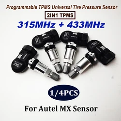 1/4PCS Universal 2 in1 TPMS Sensor 433MHz + 315MHz Tire Repair Tools Scanner Programmable for Autel MX Sensor TS408 TS608