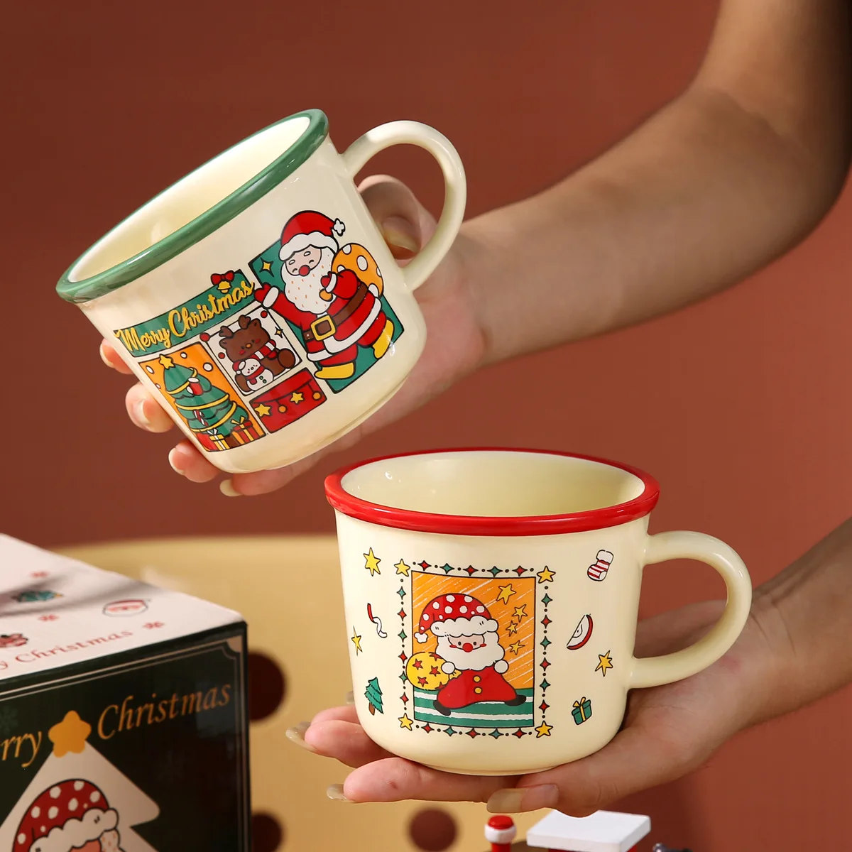 

2025 Santa Claus Ceramic Mugs - Cute Christmas Cups, Cartoon Water Cups for Business Event Gifts & Holiday Souvenirs