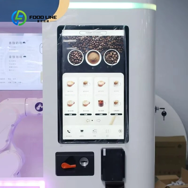 Customized Factory 6 Axis Robot Arm Automatic Operate Commercial Iced Coffee Vending Machine for Shopping Mall
