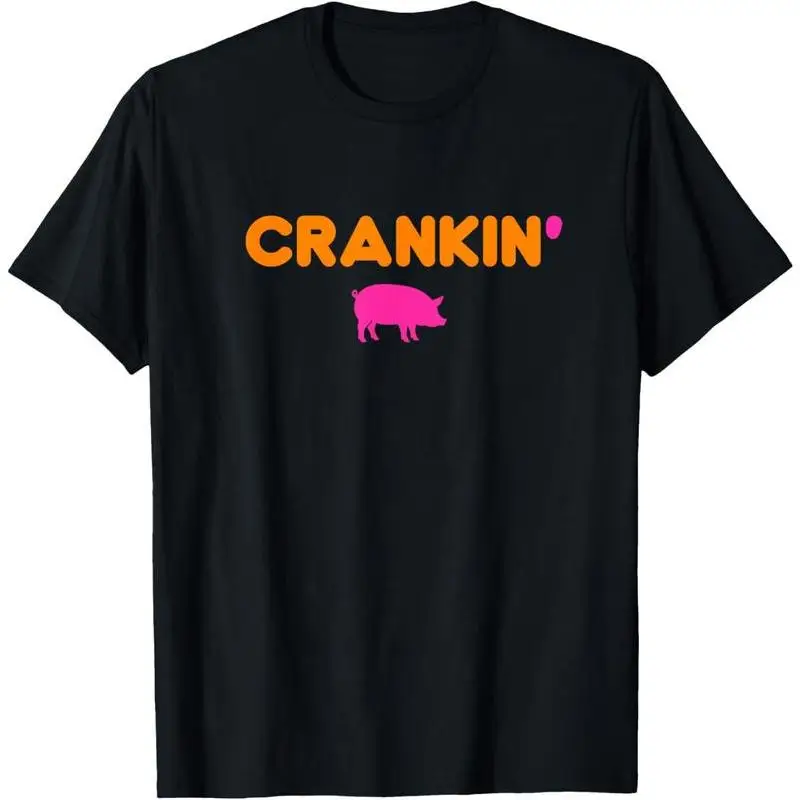 

Men's Funny Pig Graphic T-Shirt, Cranking Summer Party Casual Top, Humor Animal Lover Novelty Tee Gift