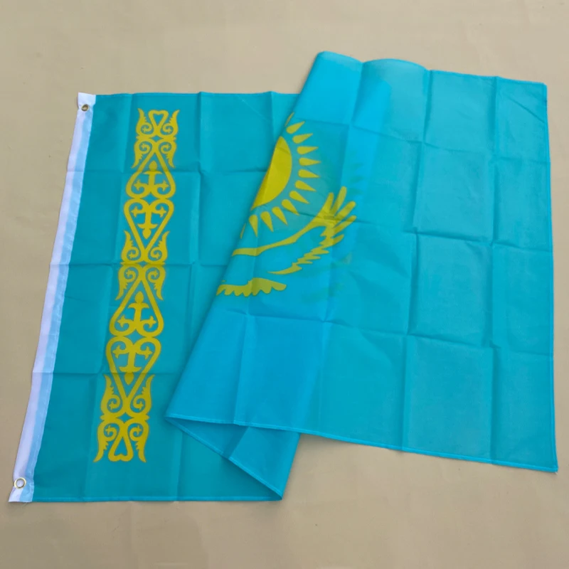 EOODLOVE Flag 90x150cm Kazakhstan Flag High Quality Polyester Fiber Festival Indoor and Outdoor Decoration Flag