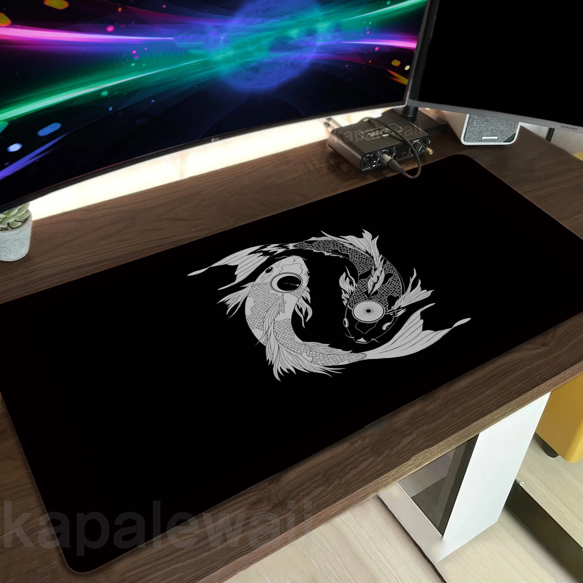 لوحة الفأرة اليابانية Koi Gaming Mousepad Pc 90x40cm XXL دفتر الملاحظات لوحة الفأرة Musemat لوحات مطاطية غير منزلق قفل Edge Desk لوحات المفاتيح