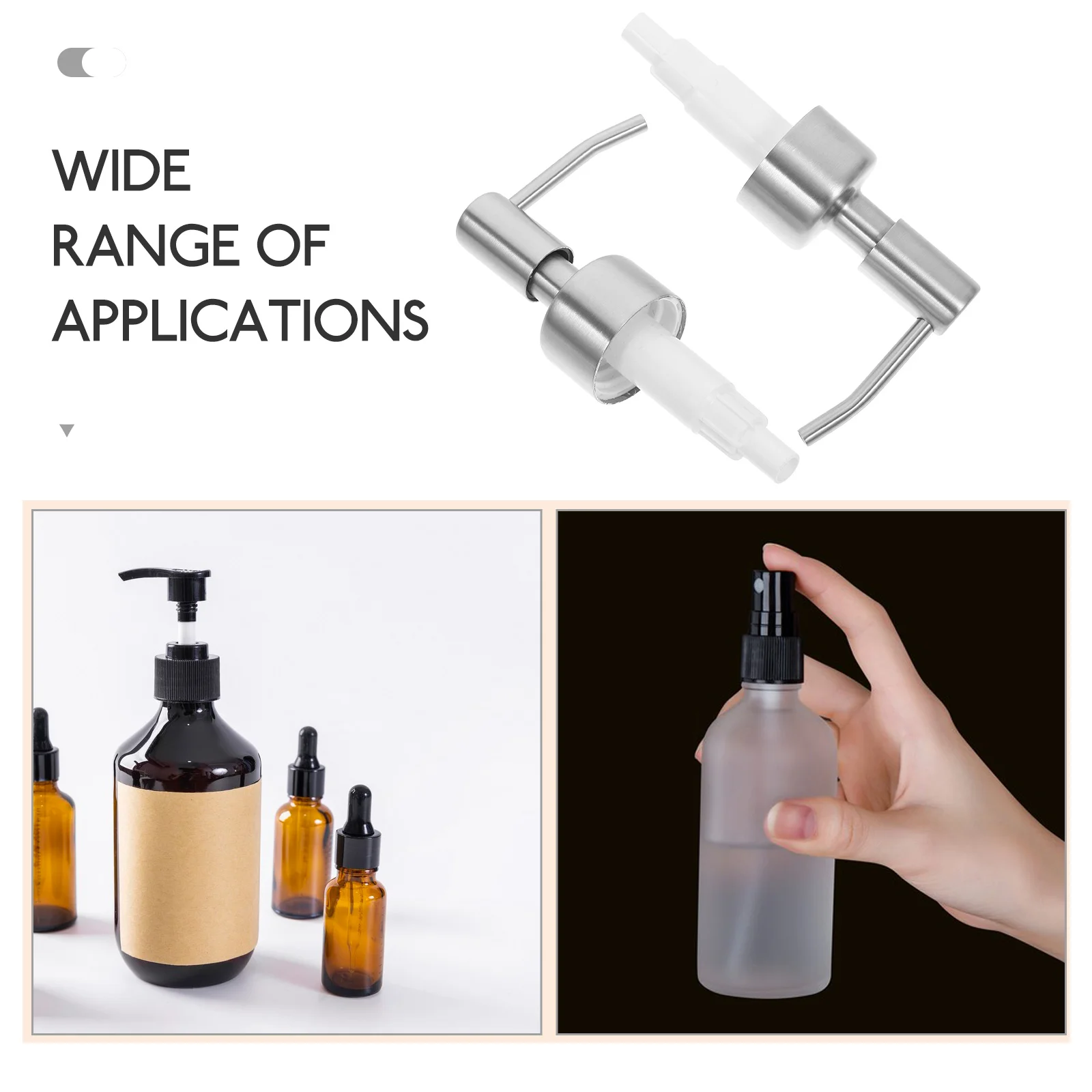 

2 Pcs Stainless Steel Pump Head Kitchen Dispenser Bottles Accessories Soap Lotion Replacement Grace Travel