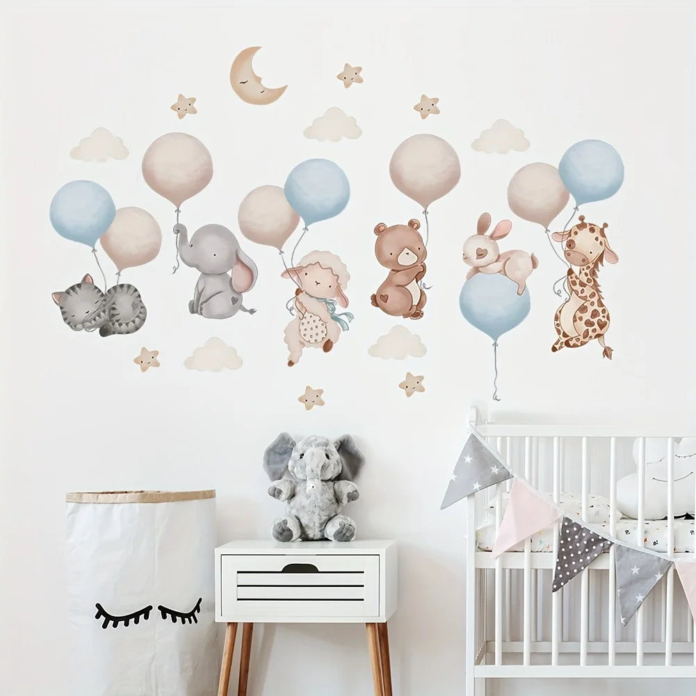 1pc Balloon Animal Wall Sticker,Self-Adhesive Decorative Sticker,Suitable for KidsRoom,Nursery,Bedroom,Heartwarm Gift for Babies
