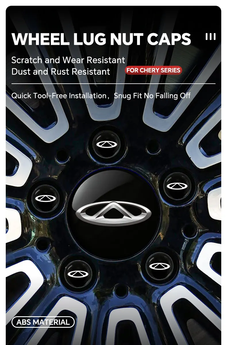 20 Stück Radmutternkappen für Chery Tiggo 4, Tiggo5 Pro, Tiggo7 Pro, Tiggo8, Omoda5, Jetour T-1, Arrizo, Exeed – Radmutternkappen – Detail 1