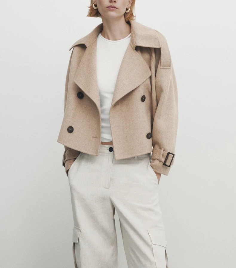 MD レディース ダブルブレスト ブリティ スレ コート ウール ジャケット Sサイズ ファッション アウターウェア 秋 2023 ロング スーツ C...