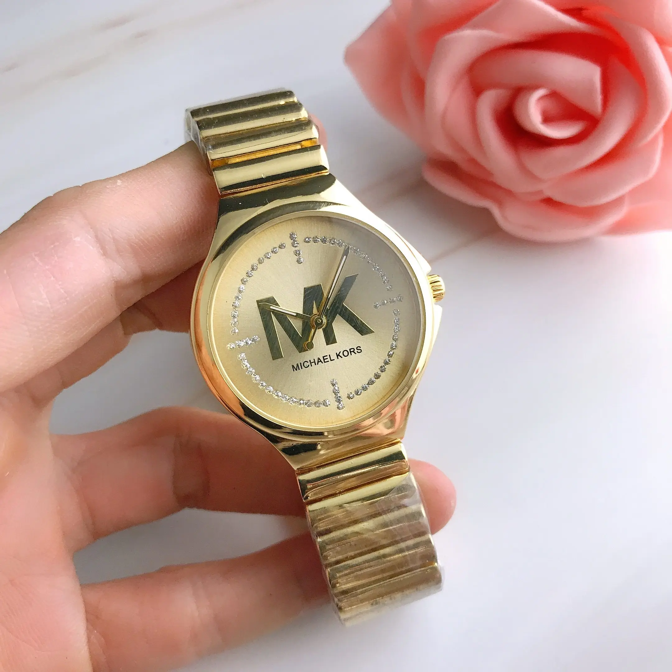 Michael Kors Ladies Business Fashion Style Watch Luxury Design Alloy Quartz Watch Multifunctional Chronograph Elegant Gift Women