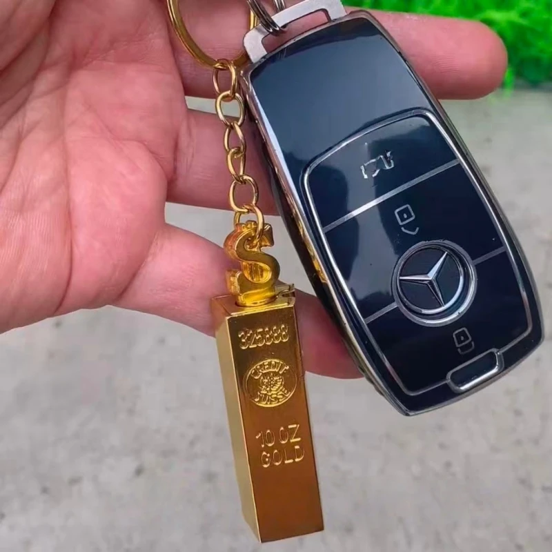 

Creative Gold Bar Key Pendant Compact and Portable Metal Lighter Sealed Windproof Outdoor Open Flames Cigarette Accessories