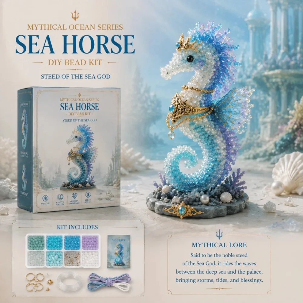 Handmade DIY Marine Organism Beaded Embroidery Kit Colorful Tiny 3D Beads Animal Keychain Making Kit Mini Educational