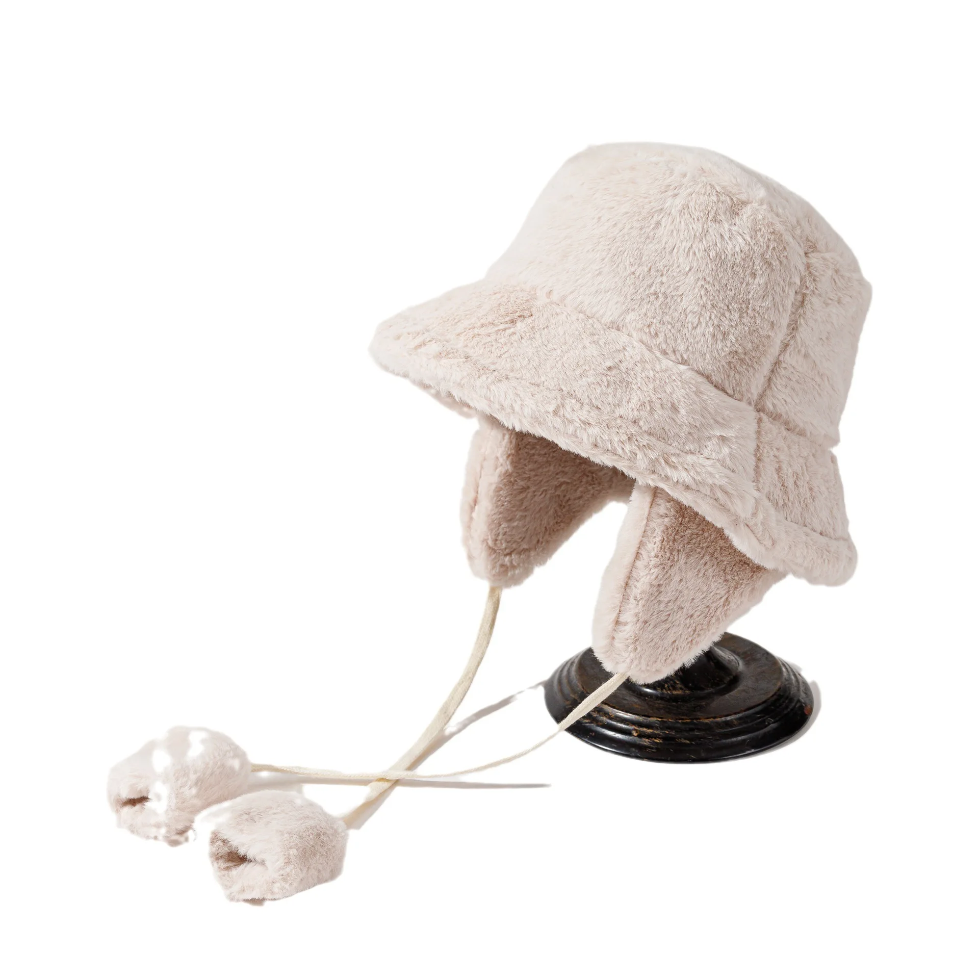 Bomber Hats Women Winter Warm Bucket Hat Men Golf Cap Hiking Hat Fur Hat Barrel Cap Cotton Fabric Ear Protection Cap