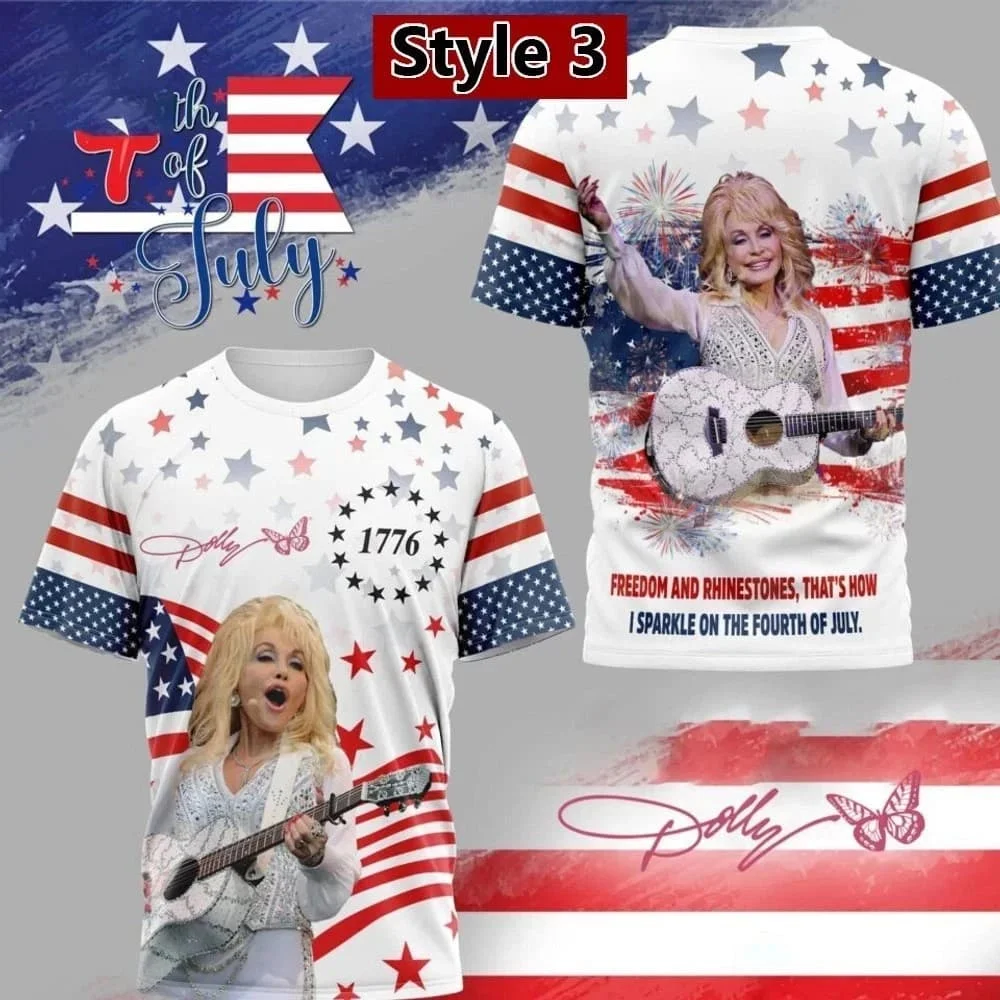 Neues Dolly Parton T-Shirt Unisex Doppelseitiges Porträt Kurzarm-Oberteil Country-Musik-Fan Lässige Streetwear T-Shirts Familien-Partnerlook – Detail 9