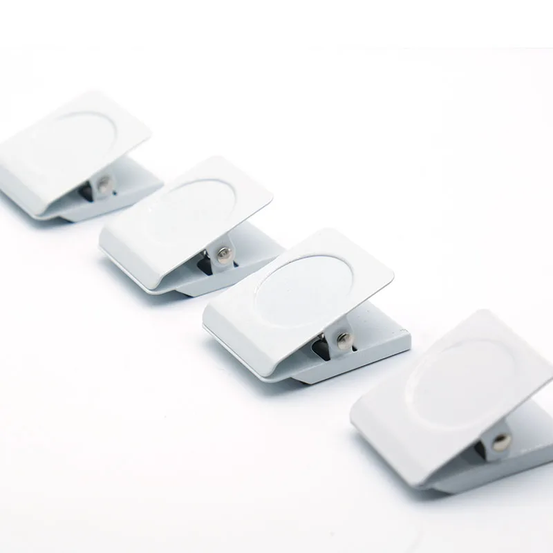 Multi-size White Square Metal Refrigerator Magnetic Clip Strong Magnet Magnetic Paper Clips for Photo Memo Note Snacks Storage