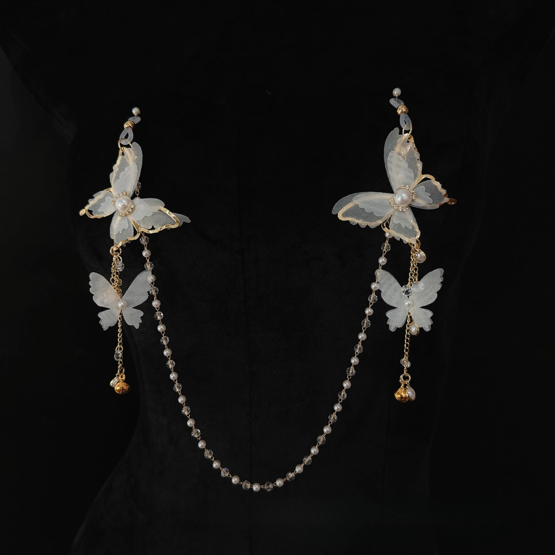 الدانتيل فراشة الحلمة المشابك جرس واللؤلؤ SM إغاظة المكونات الشرج مع الذيل تيت محفز الأزواج العلاقة الحميمة محسن المثيرة اللعب