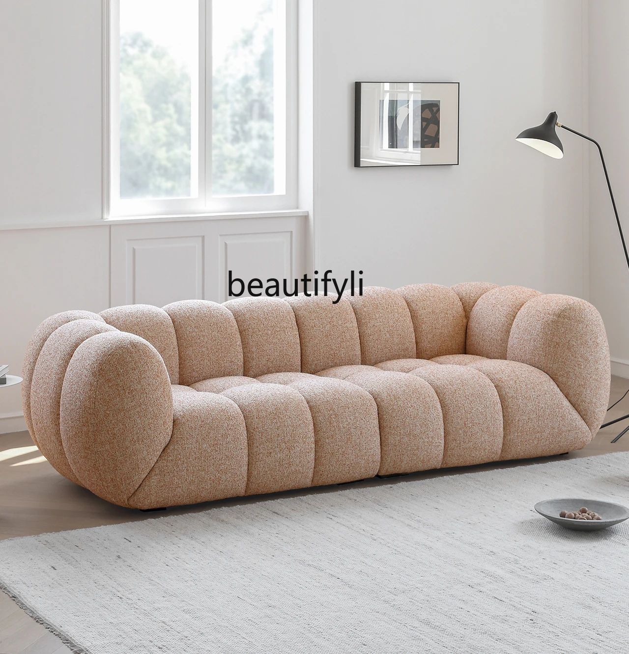 

Sofa French Retro Cream Style Puff Cotton Candy Fabric Sofa