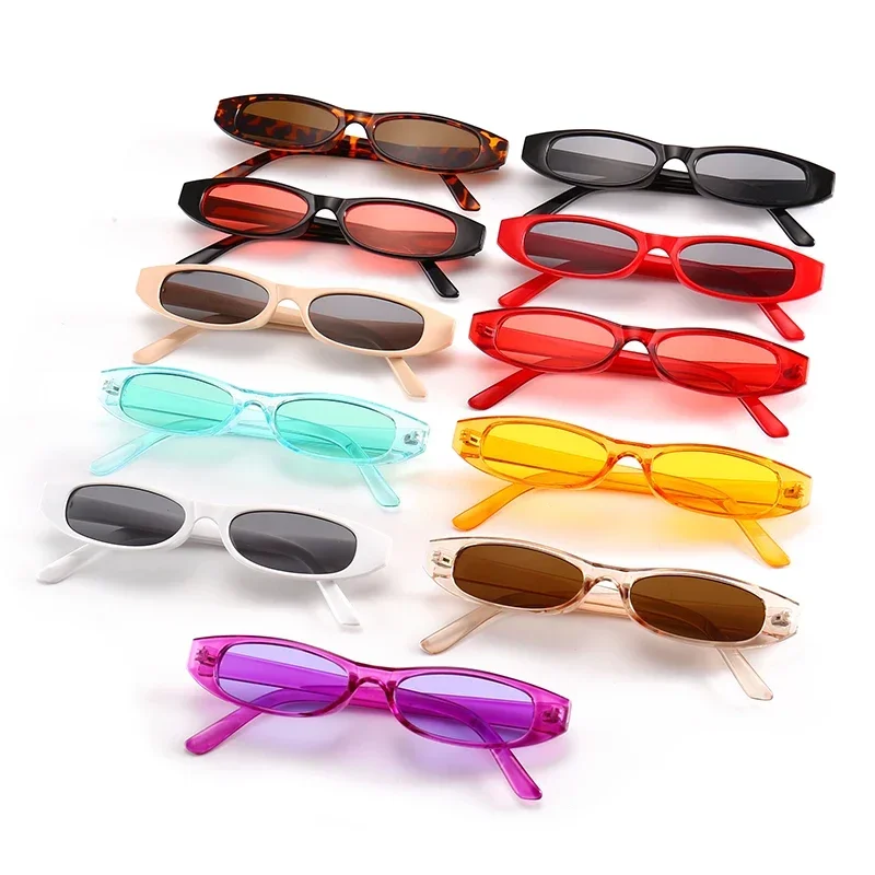 Women Cat Eye Rectangle Sunglasses Designer Ladies Small Frame Black Red Sun Glasses Brand Retro Skinny Eyewear