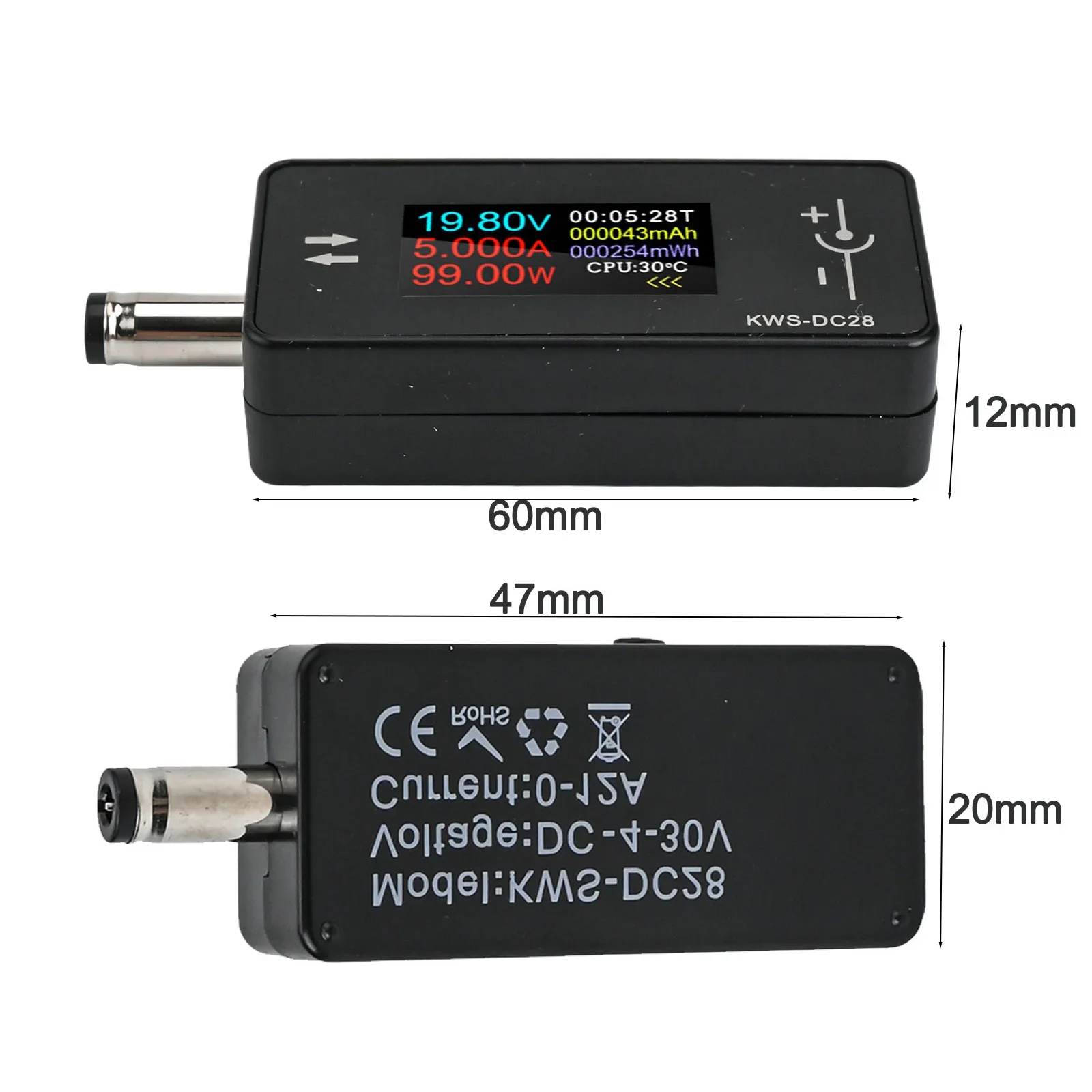 For Power Tools TFT Display Tester KWS-DC28 Tester Monitoring Power Status Bidirectional Current Detection Tool