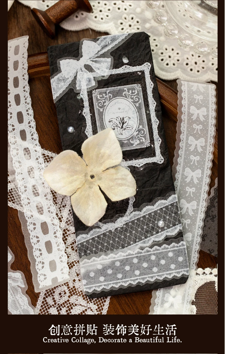 Journal GO 20 Stück durchscheinende PET-Spitzenstreifen, Retro-Schleifenmuster-Klebebänder für Journaling, Scrapbooking, Planer & DIY-Bastelarbeiten – Detail 7
