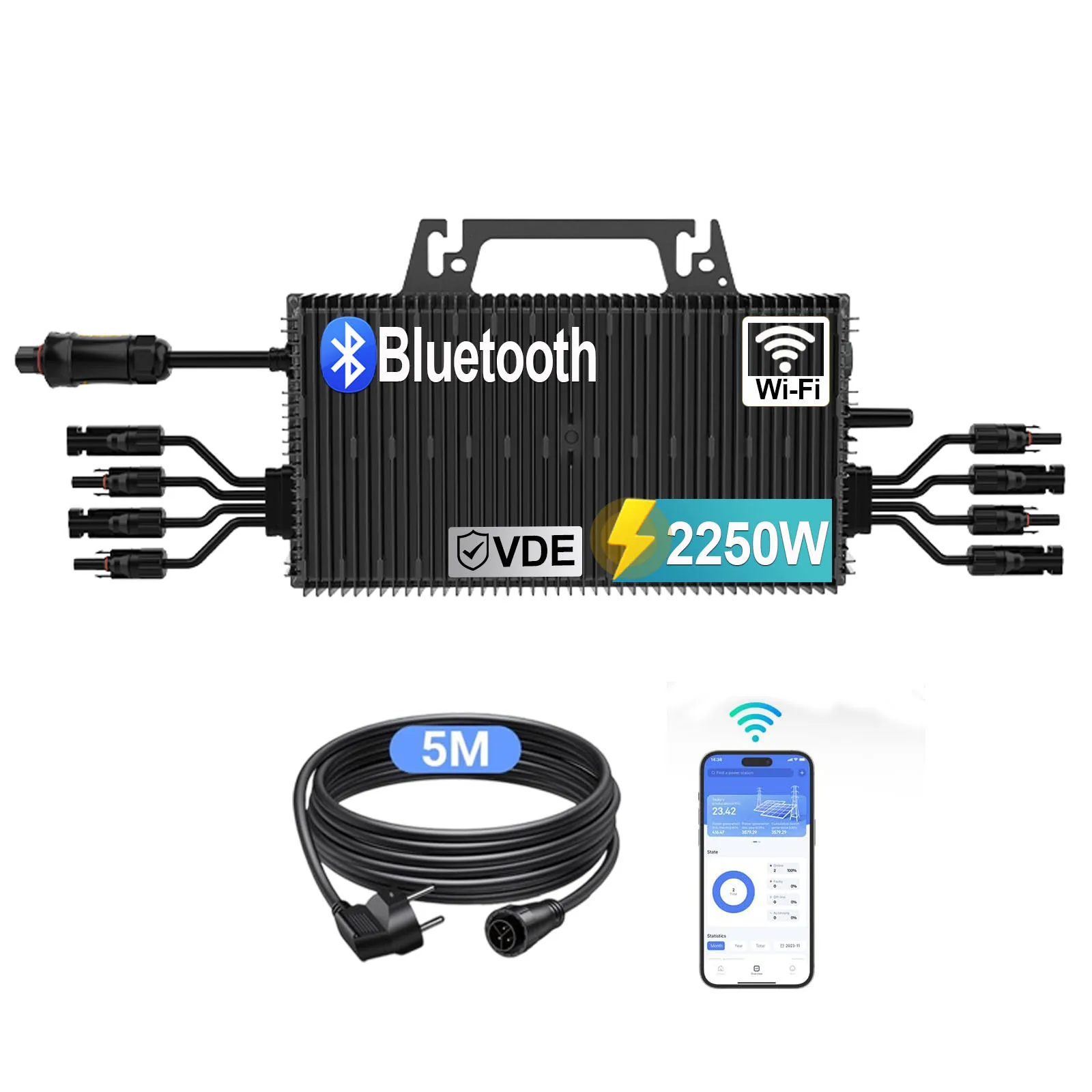 

2250W Solar Panels Konverter Haushalt Grid Tie System PV Inverter Solar Grid-on Microinverter Versand aus EU mit 5M Kabel