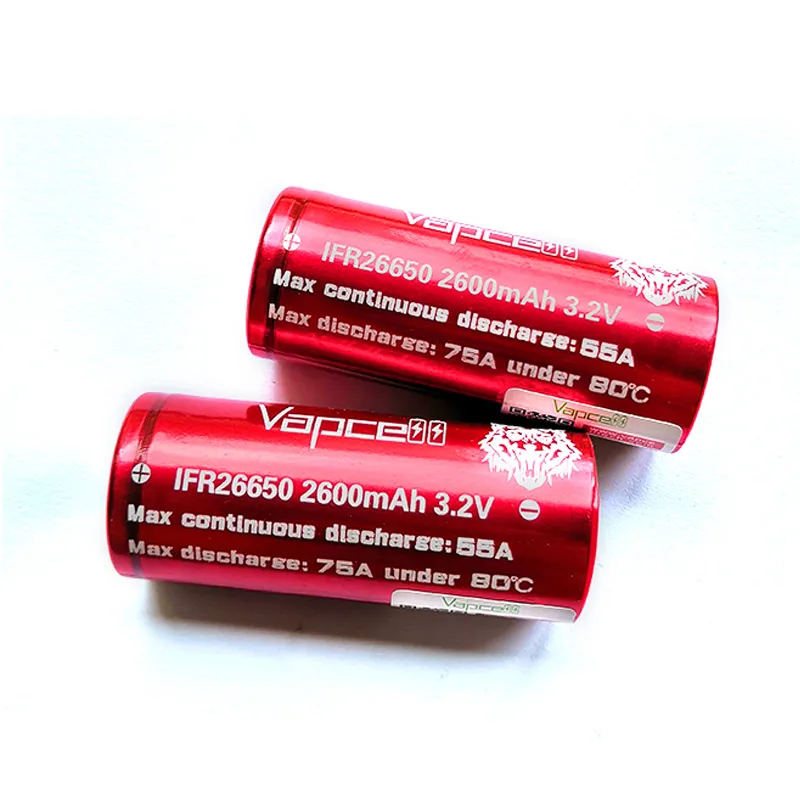 Original Vapcell IFR 26650 Battery 2600mAh High Discharge Current CDR 55A Max 75A 3.2V lifepo4 High Power Rechargeable Batteries view 5