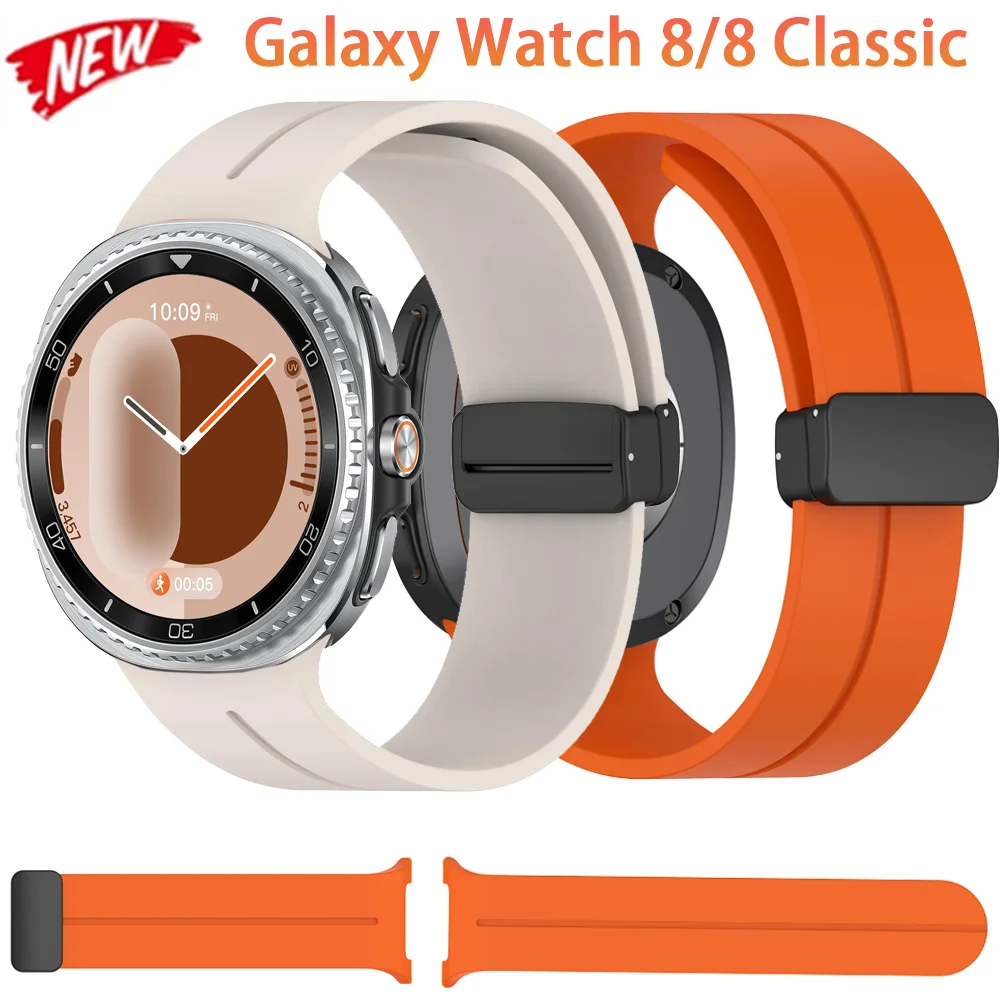 Sport-Silikonarmband für Samsung Galaxy Watch 8 40mm 44mm Magnetisches Armband Handgelenksband Galaxy Watch 8 Classic 46mm Correa Band