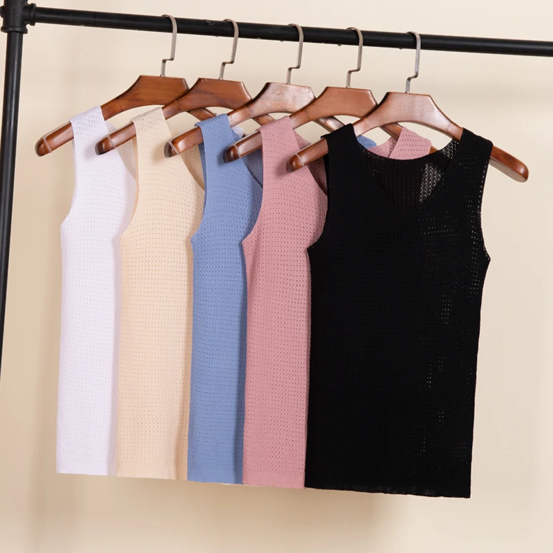 

Knitted Women Tank Top Underwear Sexy Padded V Neck Backless Crop Tops Camisole Female Sleeveless Solid Intimate Lingerie Tops